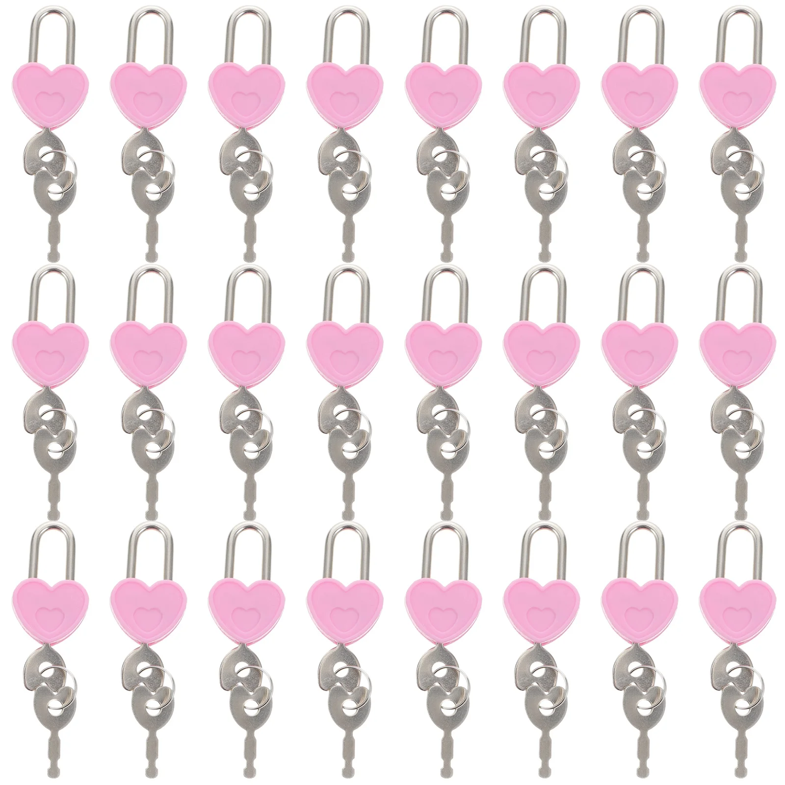 24 Pcs Lockers Diary Suitcase Mini with Keys Multi-functional Padlock Pink Drawer Heart Shape Travel