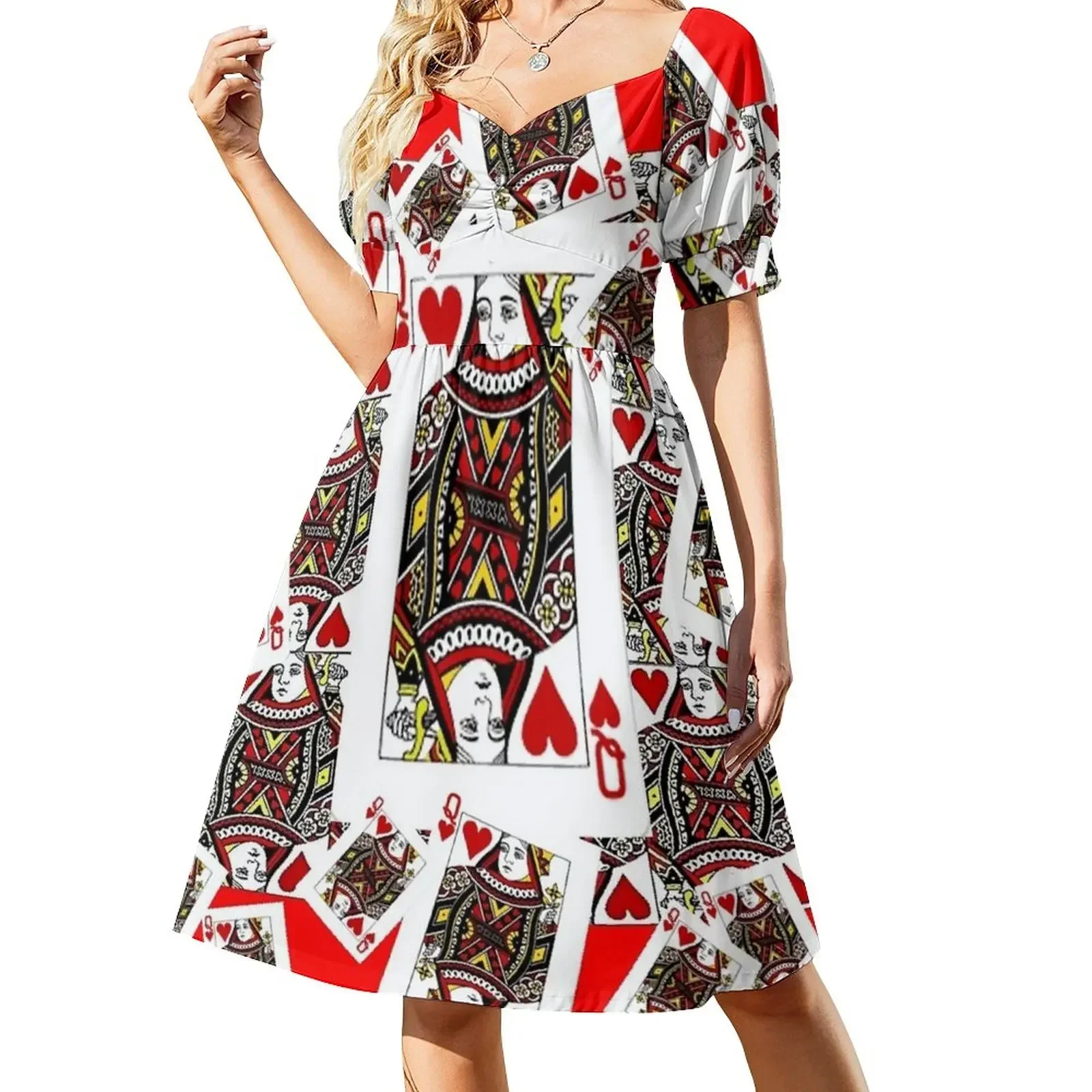 

RED QUEEN OF HEARTS CASINO CARDS Sleeveless Dress women's fashion dresses dresses for special events Dress