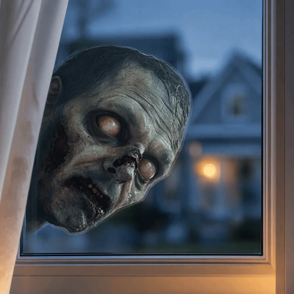 Double Sided Color Static Cling Decal No Glue Required Static Adhesion Glass Sticker Lightweight Zombie Design Window Decoration
