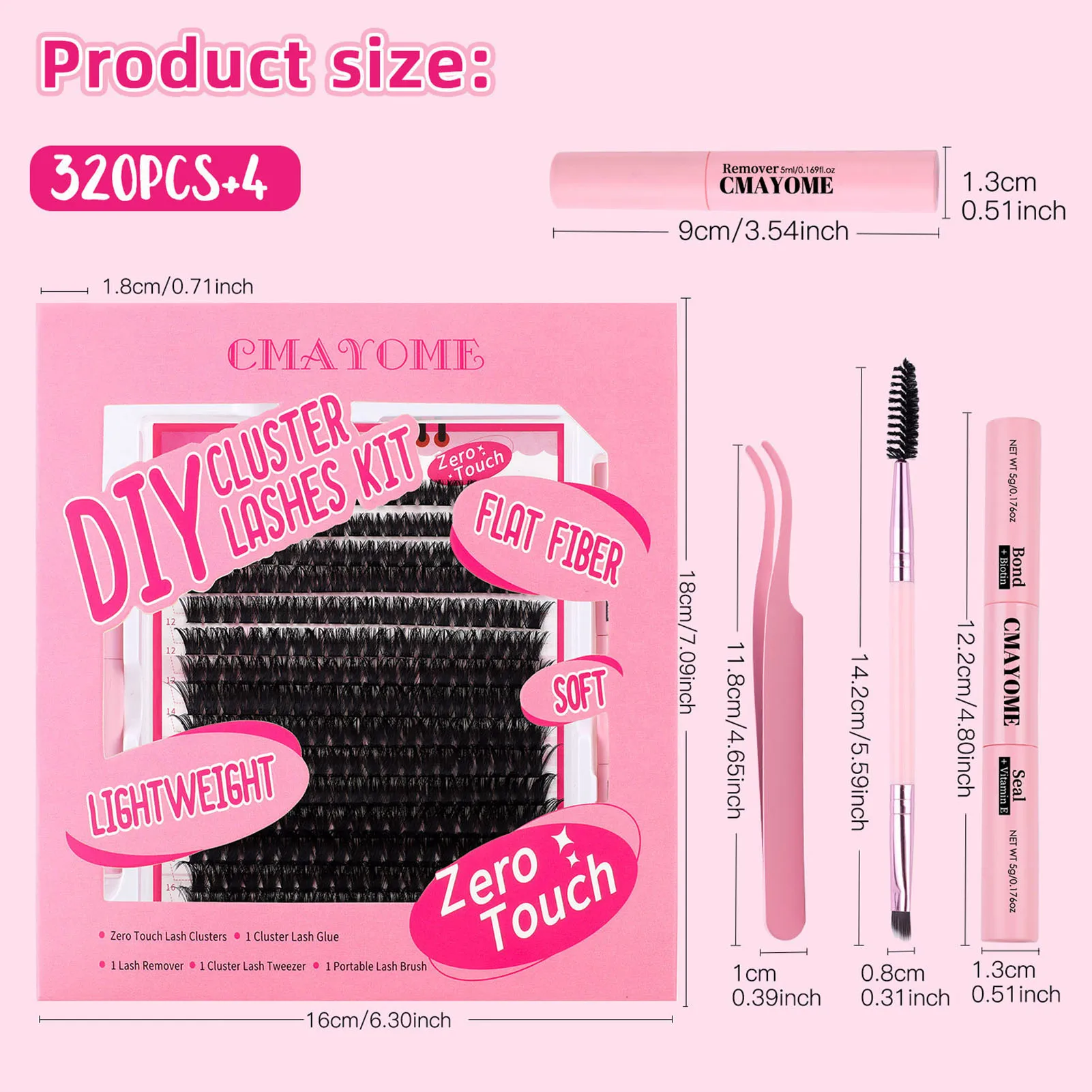 80D DIY False Eyelashes set D Curly Fluffy Volume clusters lash Extensions bond and seal glue Remover kit professional makeup