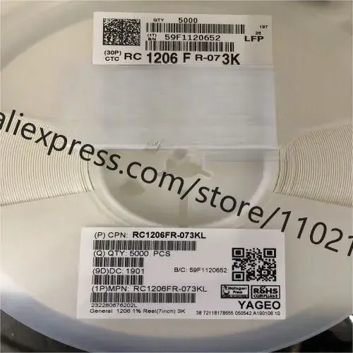 100~5000Pcs RC1206FR-073KL Thick Film Resistor - SMD 3 kOhms 250 mW 1206 1% Free Shiping