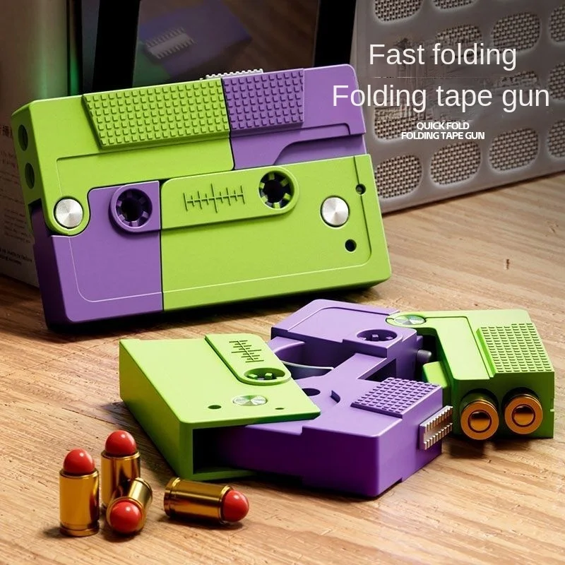 Vintage Radish Nostalgic Folding Mobile Phone Tape Children's Toy Gun Tape Science and Education Model Shell Throwing Pistol Toy