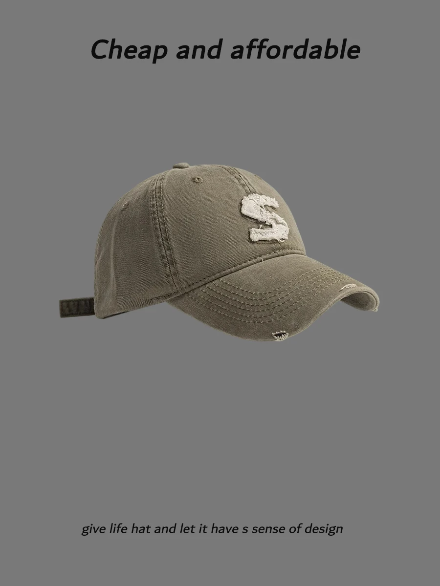 Letter Baseball Cap Women's Versatile Big Head Circumference Peaked Cap Soft Top Wide Brim Show Face Small Hat