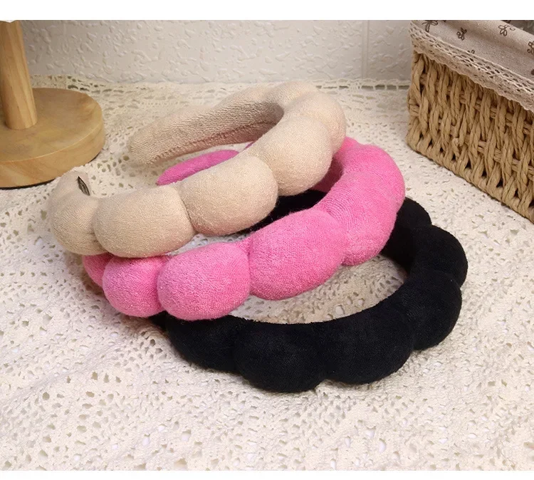 Modische Mikrofaser-Wascharmbänder, Haargummis, bauschiges Stirnband, Spa-Blasen-Stirnband zum Waschen von Gesicht, Make-up, Dusche, Hautpflege – Detail 7