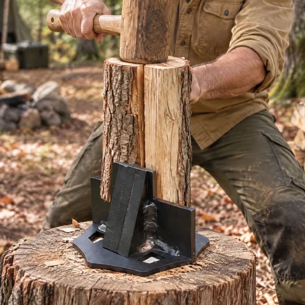 Compact Kindling Splitter High Carbon Steel Portable Wood For Chopper For Camping Outdoor Firewood Preparation Small Log Tool