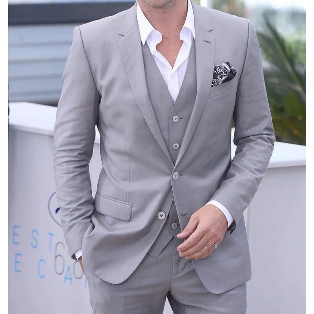 

Men Suit 3 Piece Set Notch Lapel Single Breasted Slim Fit Comfortable Stylish Formal Business Suit Elegant Groom Wedding Party S