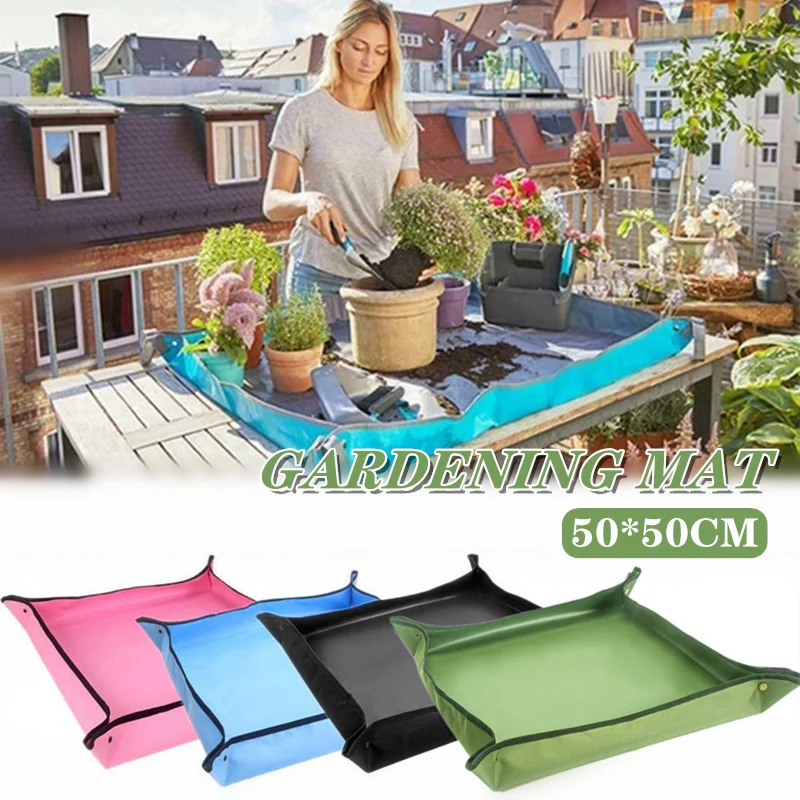 

Planting Mat PE Gardening Potted Mat Gardening Mat Waterproof Foldable Flower Pot Gardening Mat Transplanting Plant Mat 50*50CM