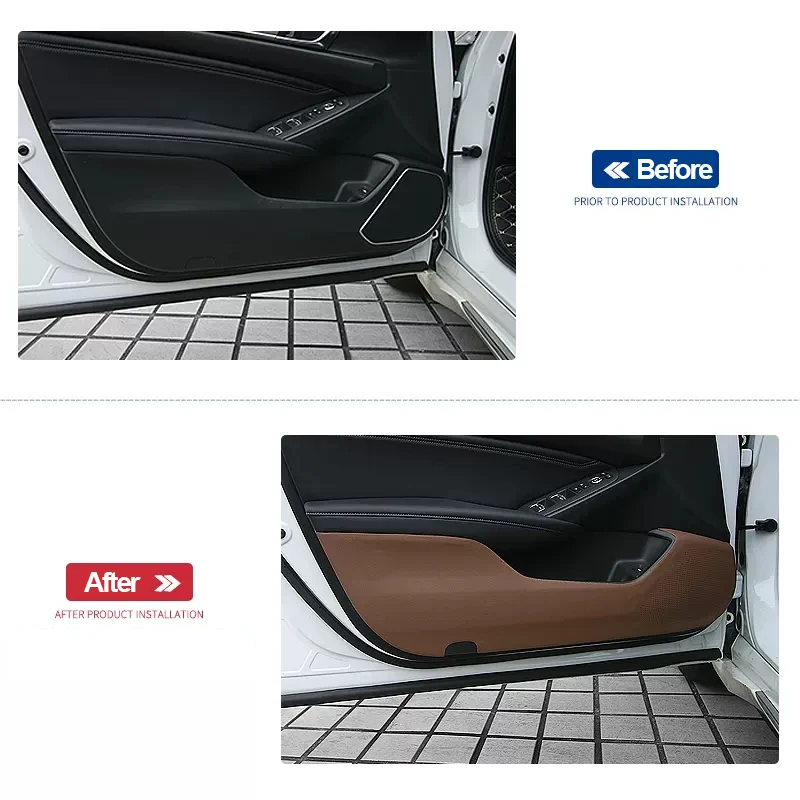 Car Inner Door Anti Kick Pad Protection Stickers Trim PU Leather For Honda Accord X 10th 2018 2019 2020 2021 2022 Accessories