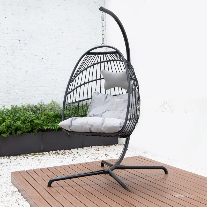 

Outdoor Furniture Garden Balcony Terrace Rattan Folding Disassembly Swing Chair Leisure Imitation Rattan Hanging Basket Rocking
