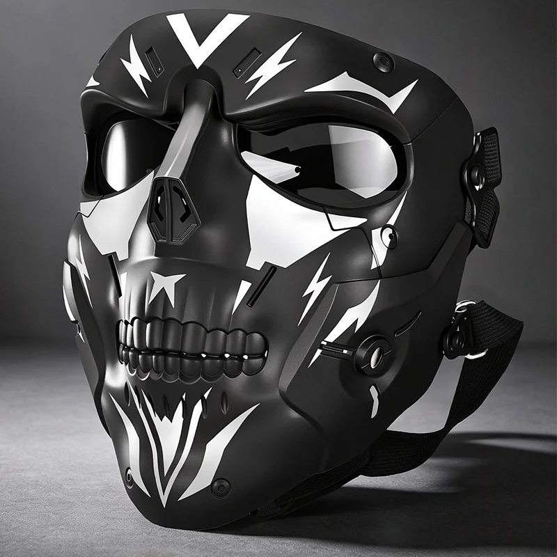 Cyber Punk Tactical Full-Face Mask Cosplay Mechanical Skull Mask Protective Gear For Outdoor Wargame CS Paintball Shooting Game