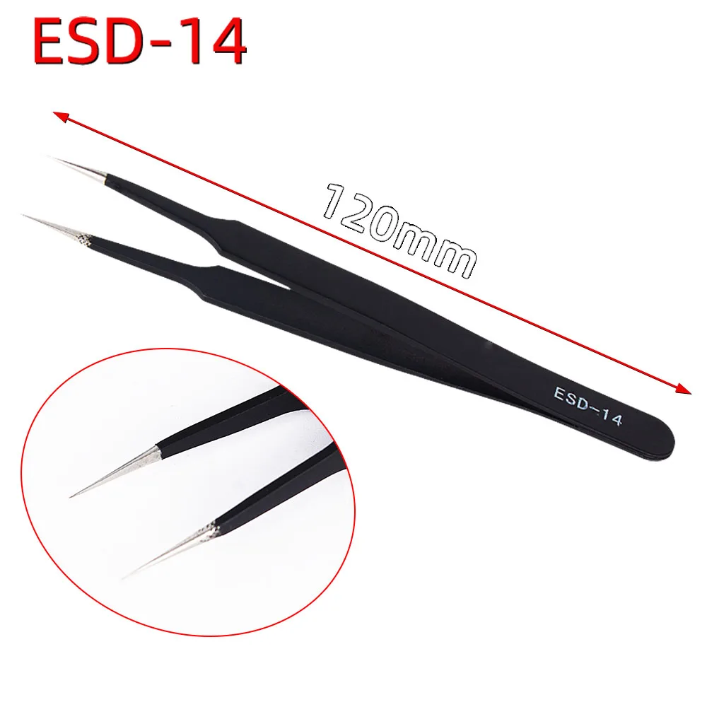 Imagem -03 - Blaubucht-pinças Eletrônicas Anti-estáticas Ferramenta Anti-magnética Cirúrgica Anatômica Pinça Smd Esd para Solda Pcs