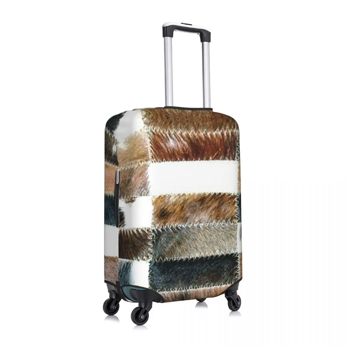 Custom Cowhide Patchwork Texture Luggage Cover Funny Animal Fur Leather Suitcase Protector Covers Suit For 18-32 inch