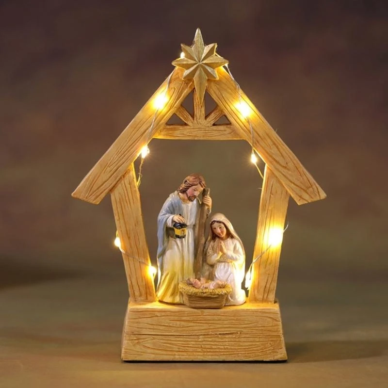 Festive Nativitys Manger Scene Resin Birth Statue Figurine Table Decoration for Christmas Celebration C7AC