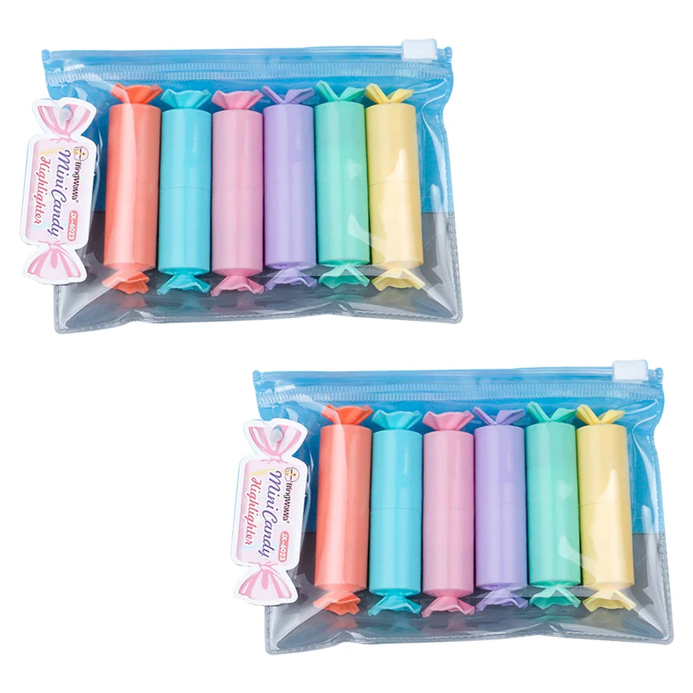 

12 Pcs Marker Pen Marking Pens Colorful Candy Highlighters Cartoon Lightweight Quick-dry Design Mini Plastic School Supplies
