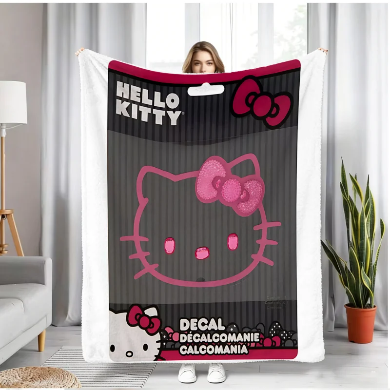 

Мягкое флисовое одеяло с персонажами Sanrio, теплое одеяло с милым мультяшным принтом для дивана, кровати, спальни, подходит для использования в кондиционированных помещениях.
