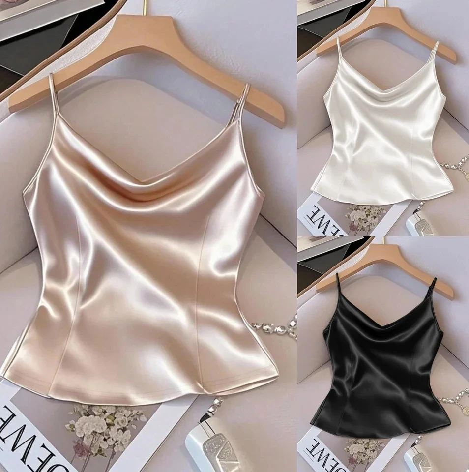 

2026 New Casual Solid Color Satin Strapless Versatile Top Women Fashion Elegant Temperament Vest Top
