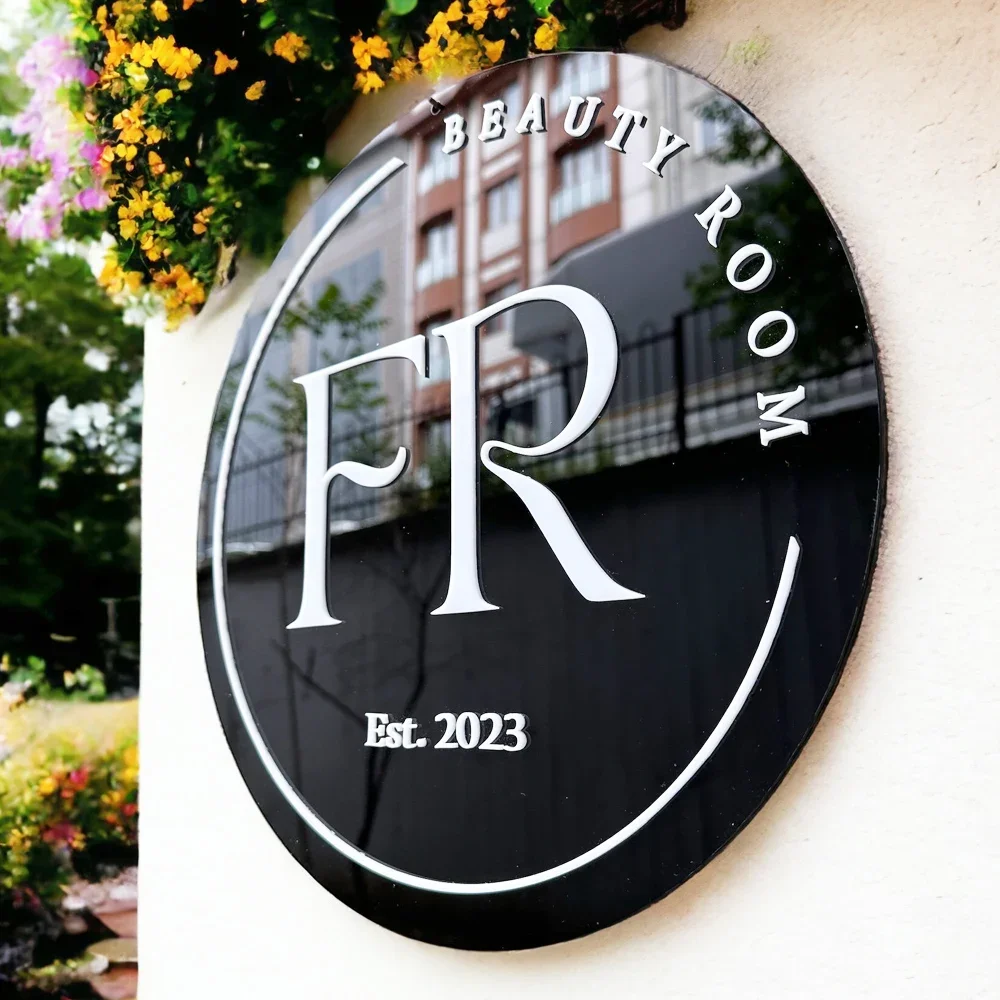Personalized Acrylic Door Sign Customized Logo Sign Business plaques for Hair Salon Cafe Bar Welcome Front Door Sign