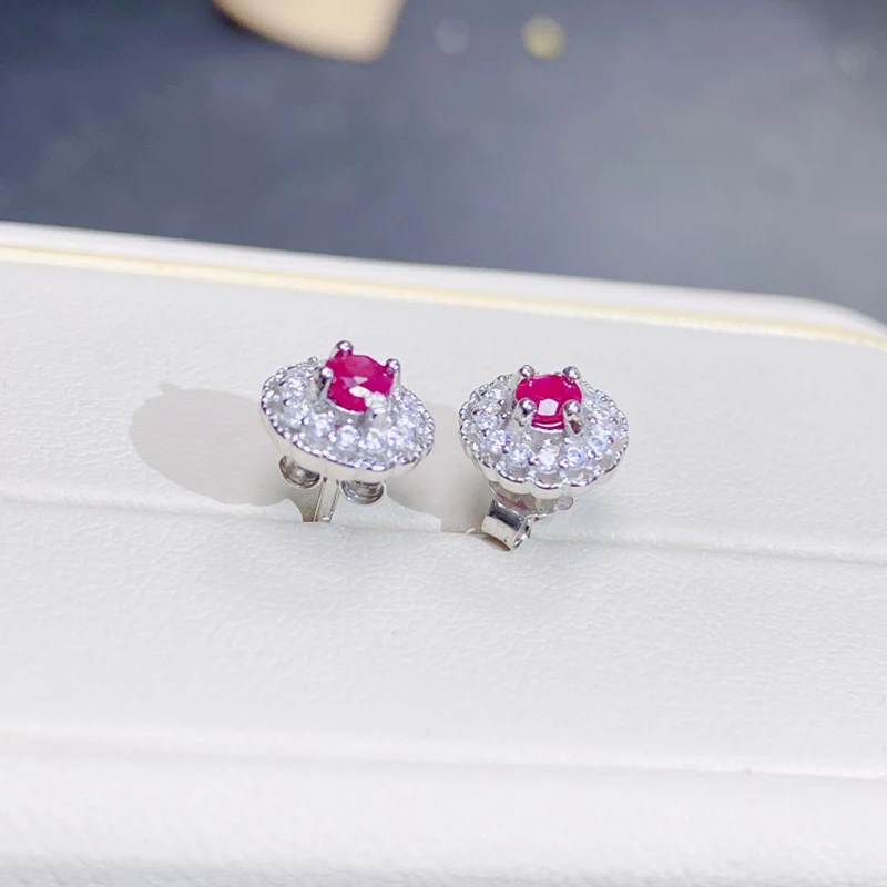 Natural Ruby earrings for women silver 925 jewelry luxury gem stones 18k gold plated free shiping items