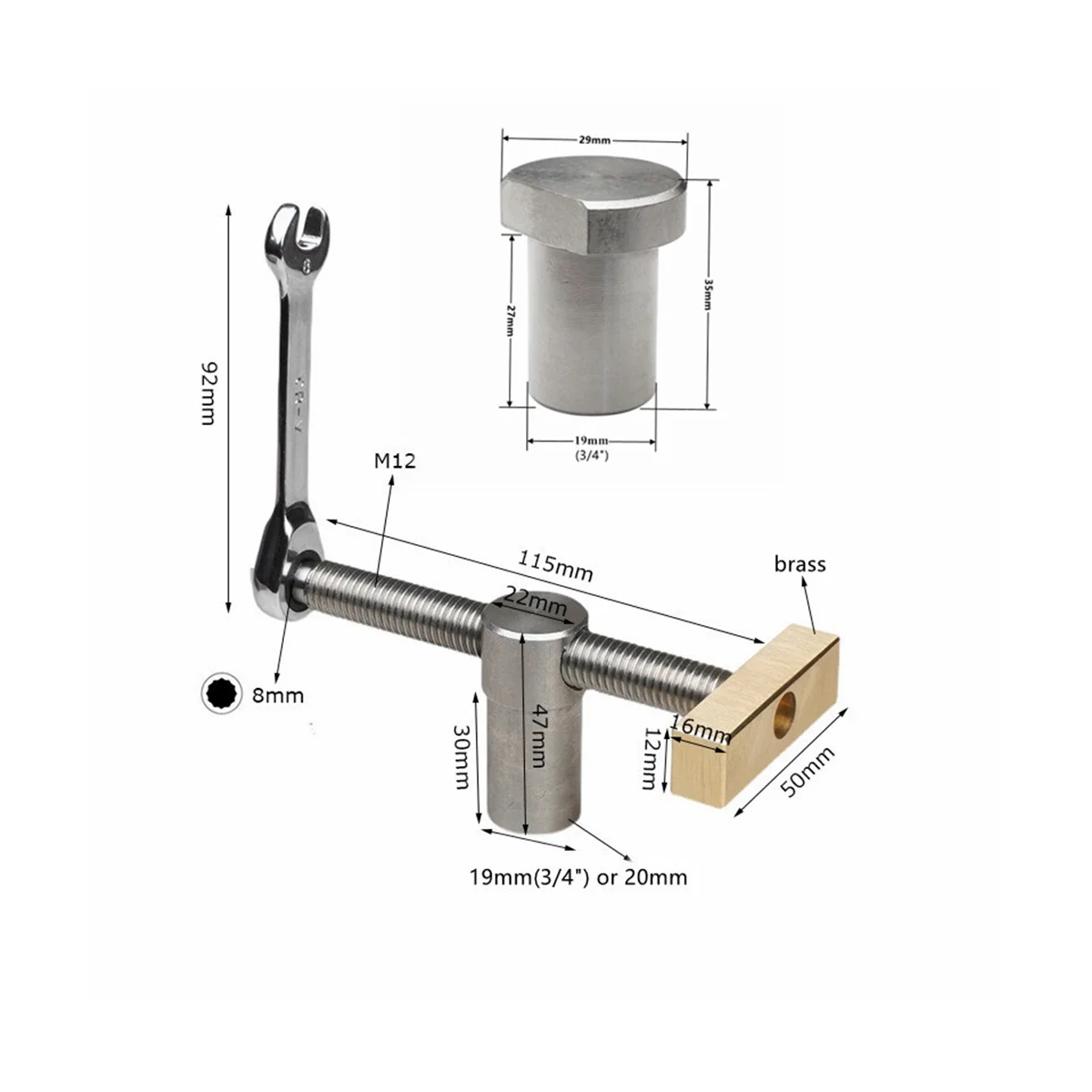 

Woodworking Desktop Clip Brass Fast Fixed Clip Quick Fixture Clamping Tool and Work Hold Down Bench Kit 20mm