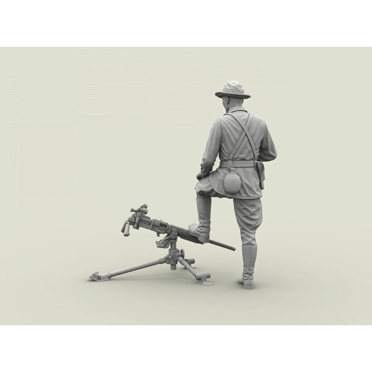 1/35 scale resin unpainted model kit, Red Army lieutenant holding a captured machine gun, unassembled and unpainted GK, BK576
