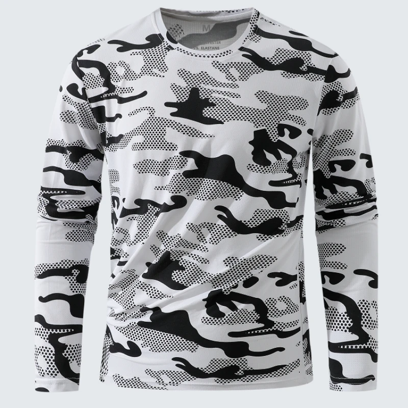 T-shirts camouflage pour hommes, t-shirts à manches longues tendance, vêtements pour hommes à séchage rapide, hauts camouflage, t-shirts pour sports de plein air d'automne