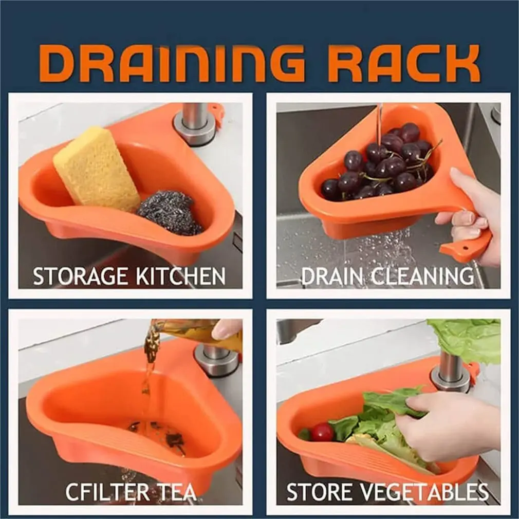 1/4Pc Thoát Giá Tam Giác Bồn Rửa Dụng Nhà Bếp Giá Để Đồ Đa Năng Rau Củ Quả Điện Giỏ Đựng Đồ Nhà Bếp Nhà Tổ Chức Bồn Rửa Kệ