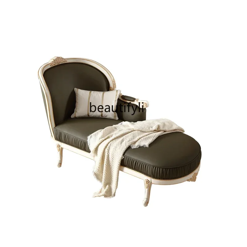 FG40French light luxury leather chaise longue sofa recliner European villa independent beauty couch bedroom recliner