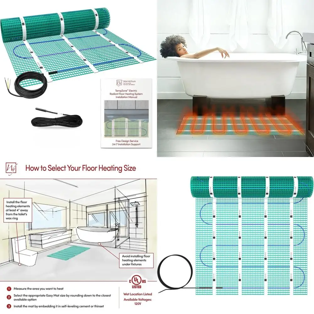 Tappetino elettrico riscaldato 2 x 12 piedi - Fast Even Radiant Heat Ideale per l'installazione di pavimenti