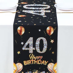 Black Gold Birthday Table Runner 18 30 40 50 60 Years Olds Birthday Party Decoration Men Women Birthday Anniversary Party Decor