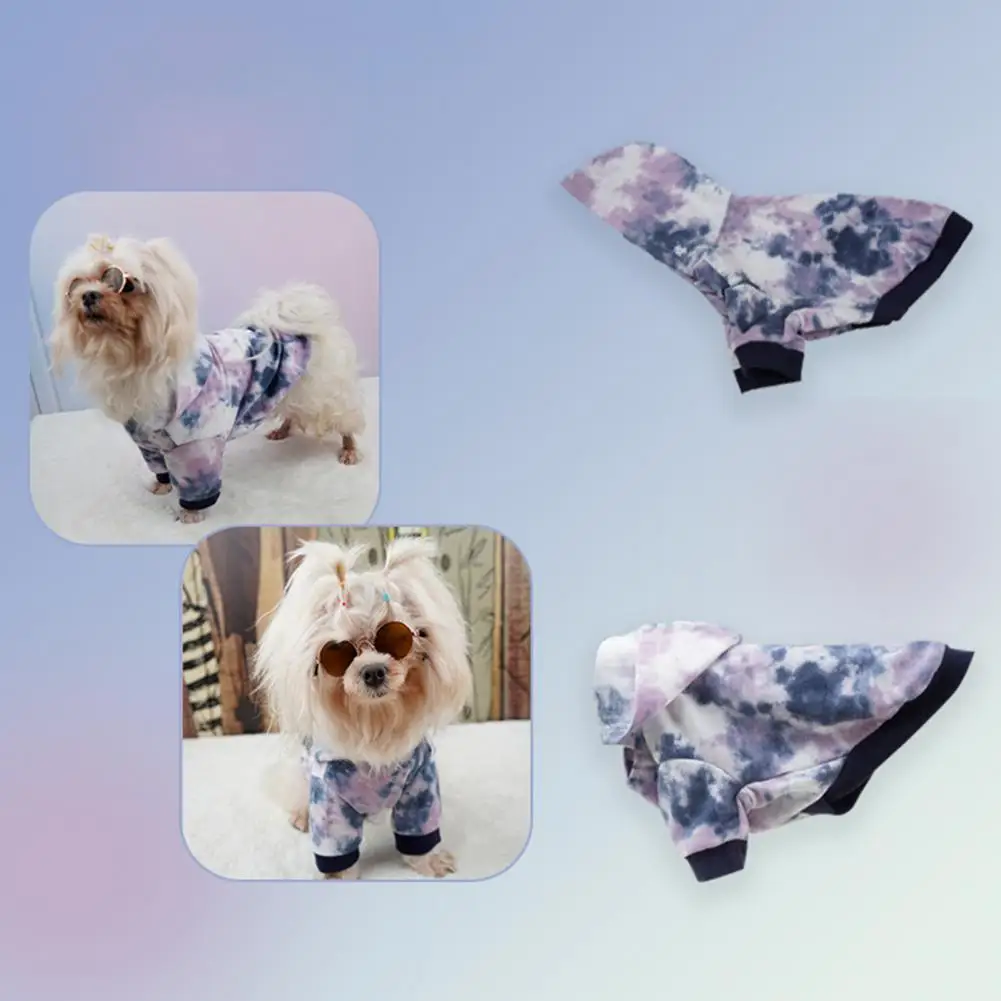 

Dog Clothes Lovely Thread Hemming Pet Accessories Autumn Winter Cute Tie-dye Pet Coat for Party