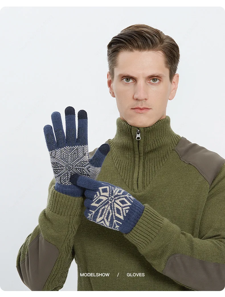 Xiaomi-guantes de punto de invierno para hombre, manopla de dedo completo para pantalla táctil, gruesa, mantiene el calor, de lana sólida, de negocios, de alta calidad