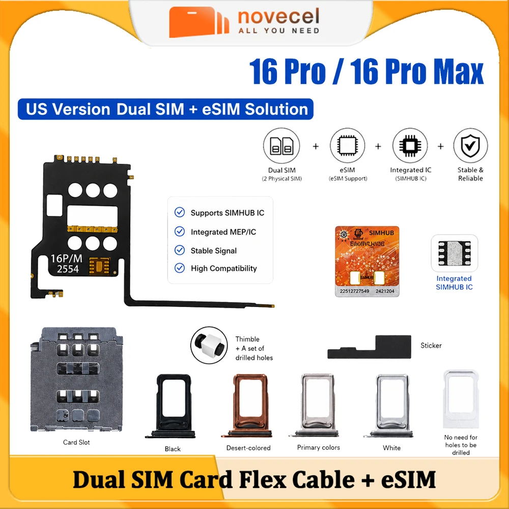 Wylie For iPhone 16 Pro 16 Pro Max US Version Dual SIM + ESIM Conversion Flex Cable SIMHUB IC Integrated MEP SIM Card Slot Repai