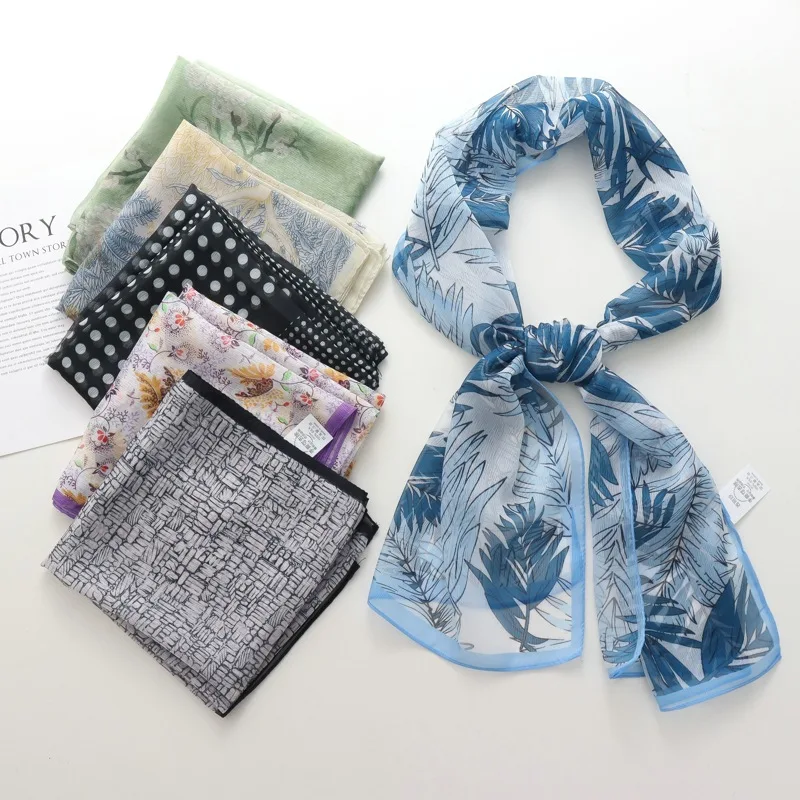 

New Fashion Green Grass Women Elegant Chiffon Georgette Bandana Scarf Summer Beach Sunscreen Thin Hijab Neck Protector Scarf