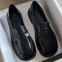Real soft leather British style small leather shoes 2025 new style lazy people step on Le Fu shoes Korean version JK shoes
