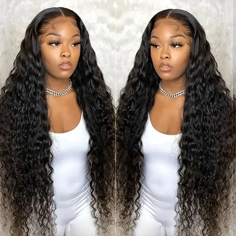 Rosabeauty 250% Density 13x4 HD Lace Front Human Hair Wigs Deep Wave 5X5 Preplucked Glueless Ready To Go Curly Wig 40 Inches