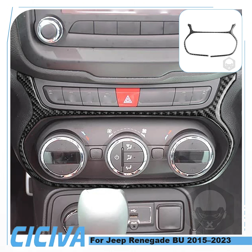 For Jeep Renegade BU 2015 2016 2017 2018 2019 2020 2021 2022 2023 Real Carbon Fiber A/C Control Surround Trim