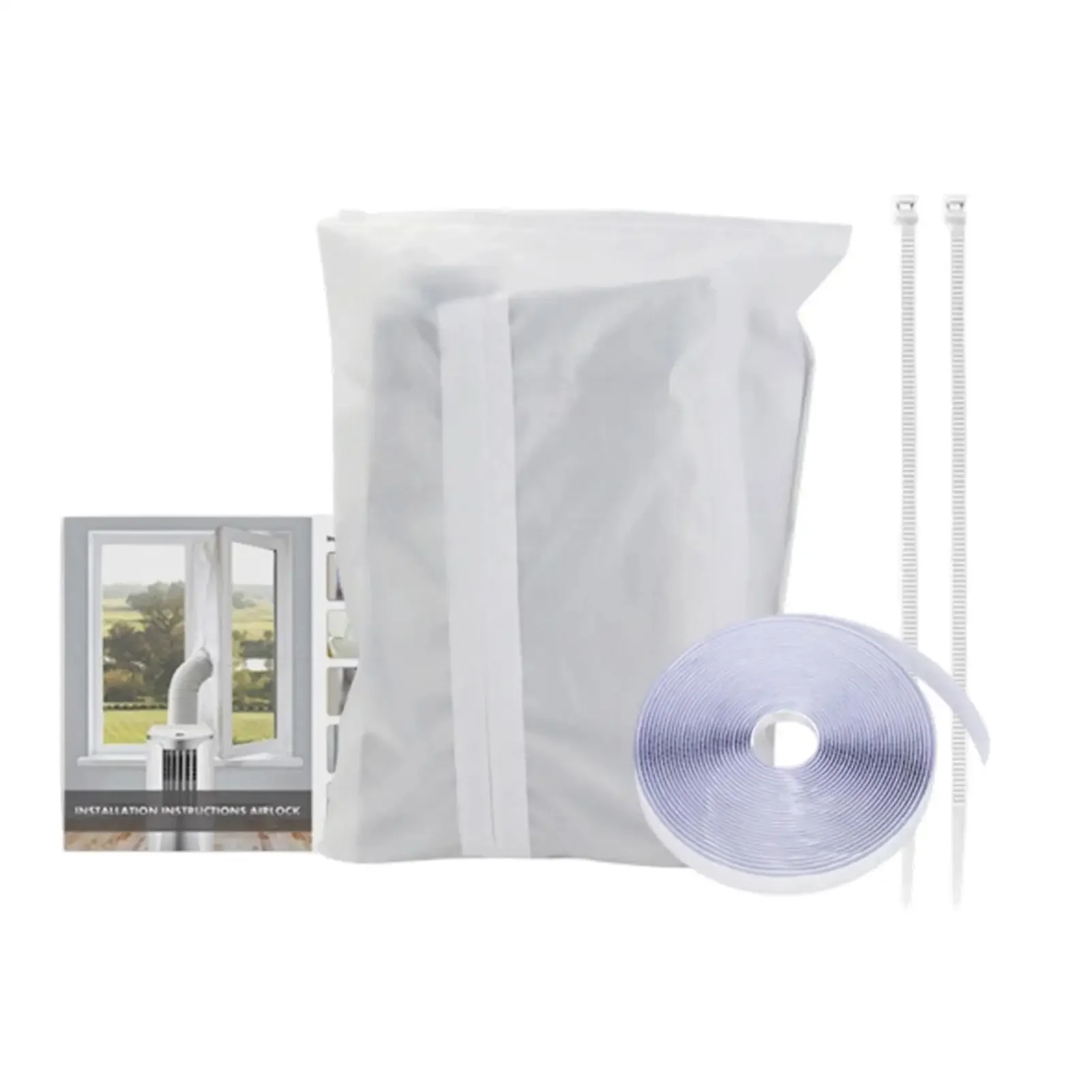 Portable Air Conditioner Vent Sealing Kit 400CM AC Unit Window Seal AC Insulation Set With Zip For Single Or Double Tube AC