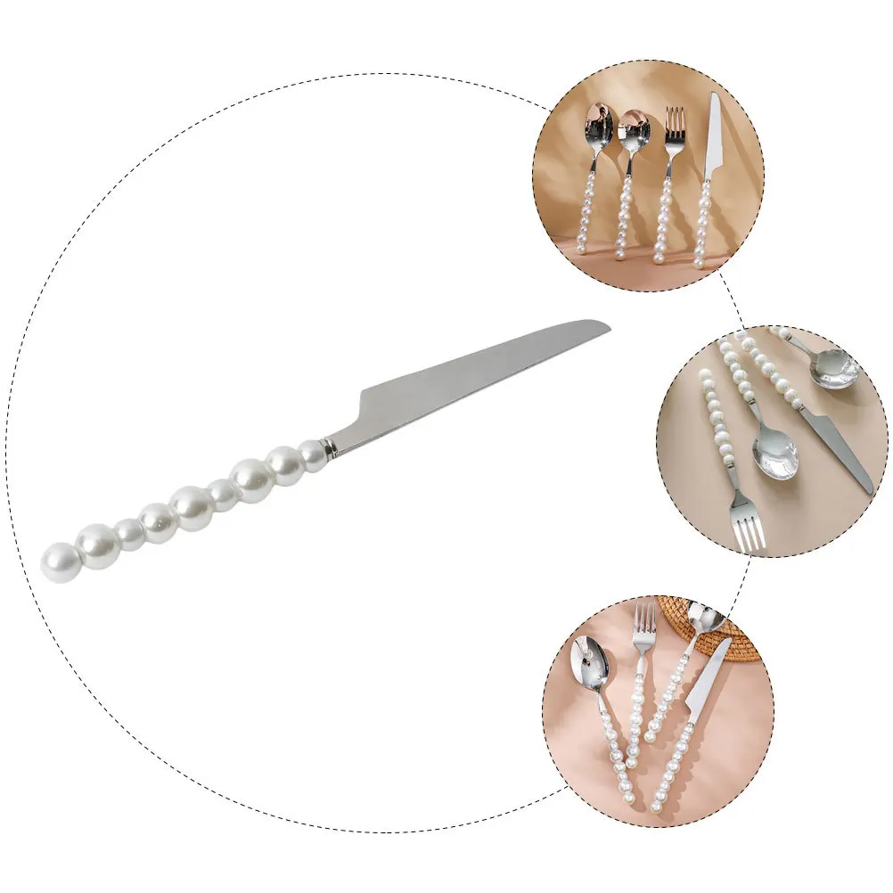 

Western Dinnerware Pearl Beading Handle Cutlery Metal Flatware for Home Restaurant Steak Tableware Dining Utensils