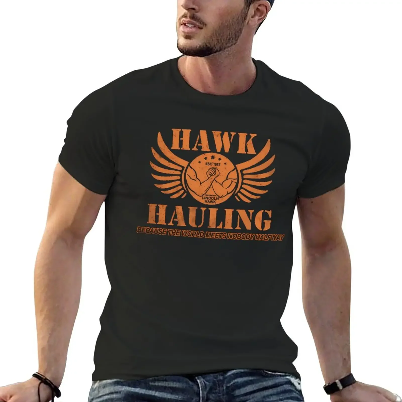 

Мужская винтажная футболка с графическим принтом New Hawk Hauling Over The Top