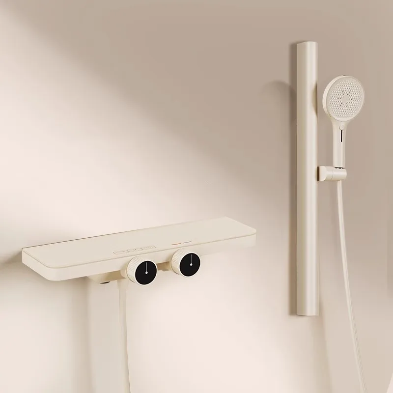 

Wall Mounted Bath and Shower Faucet Set Thermostatic Style digital displate Brass bigh plate with slid bar faucet
