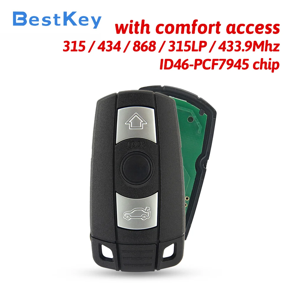 Best Key Replacement Smart Access Fob 3 Button PCF7945 Hitag2 ID46 Chip Repair Key For BMW CAS3 E36 E87 E90 E91 2006-2013