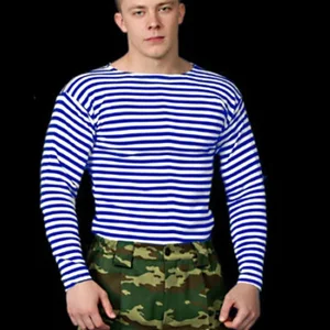 Bir Rus askeri paraşütçü, pamuklu erkek tişört, gömlek, çizgili denizci çizgileri, denizcilik, uzun kollu, VDV, telnyashka üstleri askeri ve Rus gömleğinde 8 büyük satış - №6