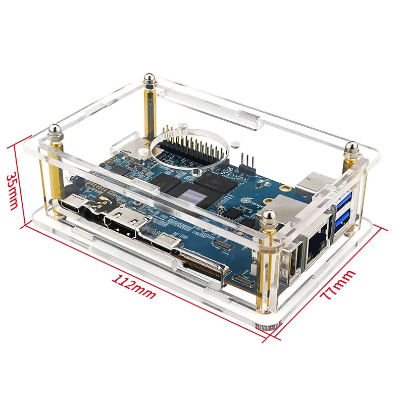 Orange Pi 5 Acrylic Case Transparent Enclosure Clear Shell Optional Cooling Fan Copper Aluminum Heat Sinks for Orange Pi 5