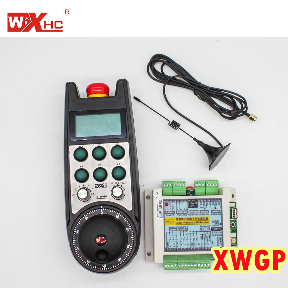 XHC Brand CNC HandWheel 6 axis CNC MPG Pendant CNC Controller 100/25PPR 5/12/24V & Emergency Stop CNC Router Deep Hole Drilling