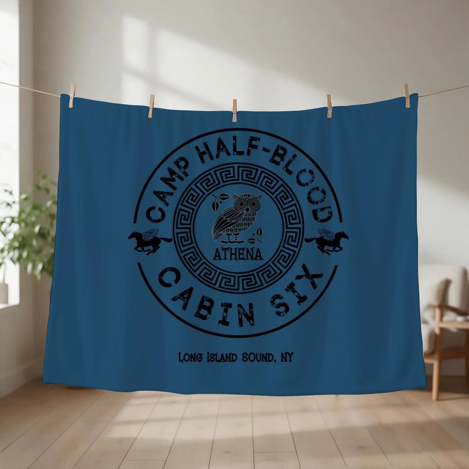 Cabin Six - Athena - Percy Jackson - Camp Half-Blood Throw Blanket couch cozy soft plush fuzzy picnic outdoor blanket