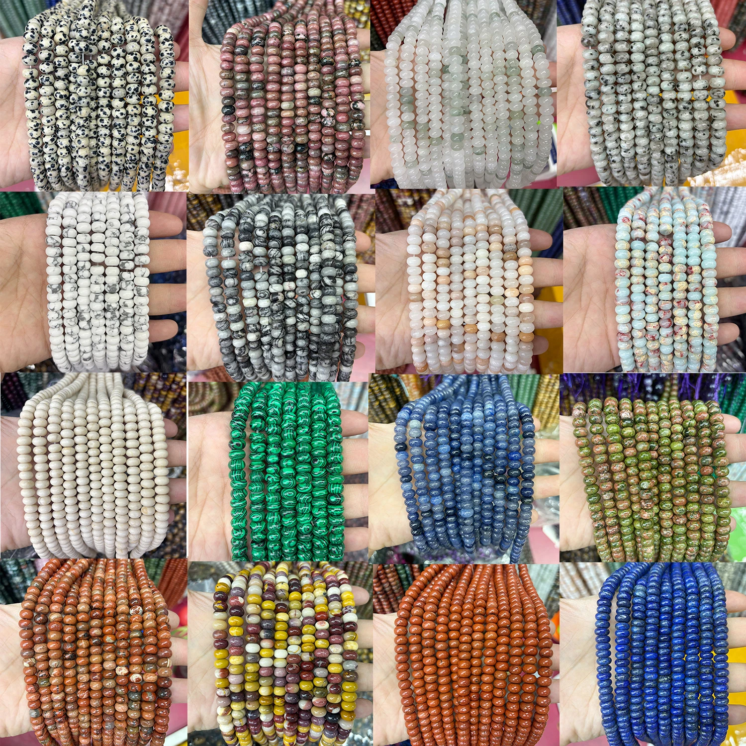 Natural Stone 6x8mm Flat Spacer Bead Lapis Lazuli Blue Vein Stone Crystal Diy Handmade Bead Bracelet Necklace Accessories Beads