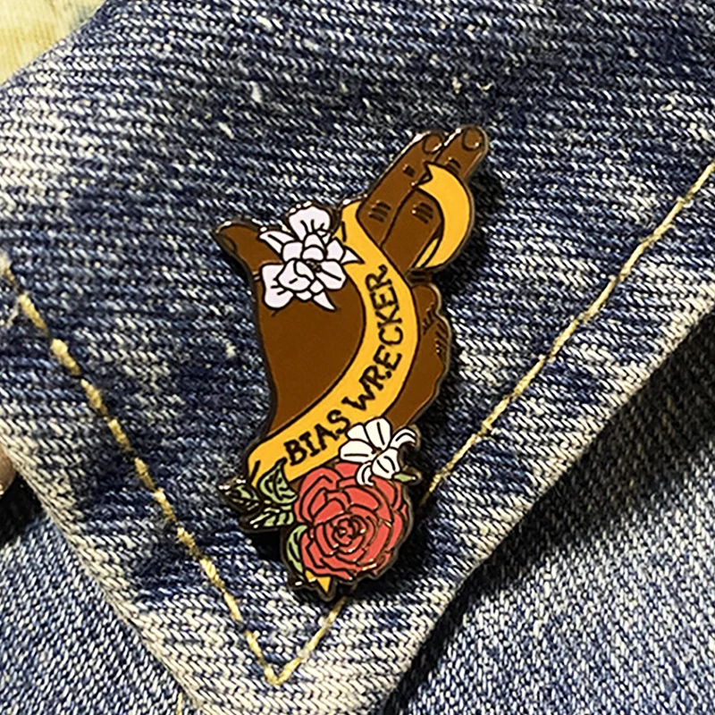 Factory Cartoon Hand Design Shape Lapel Pin Wholesale Manufacturer Handsome High Quality Black Nickel Hard Enamel Badge For Gift