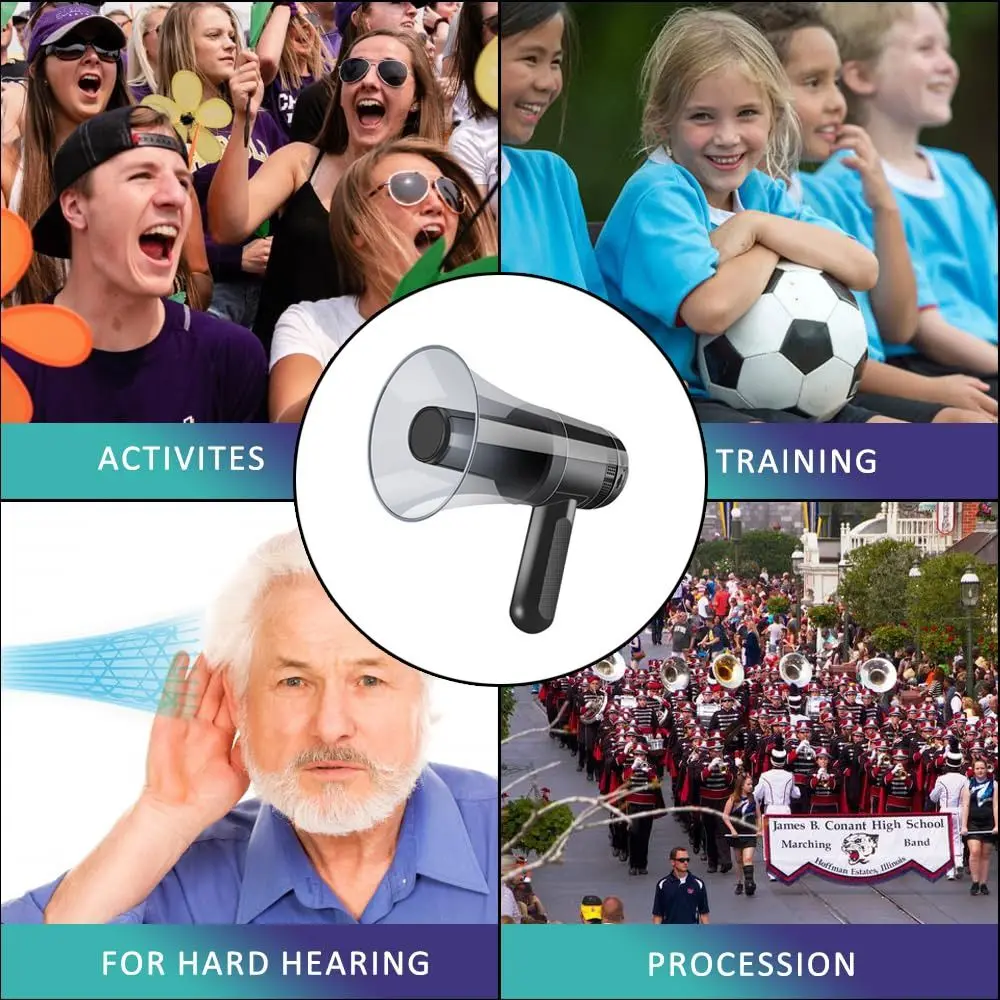 

350S Recording Portable Megaphone Volume Control Multi-Function Bullhorn Speaker High Volume Durable Alarm Siren Public Address