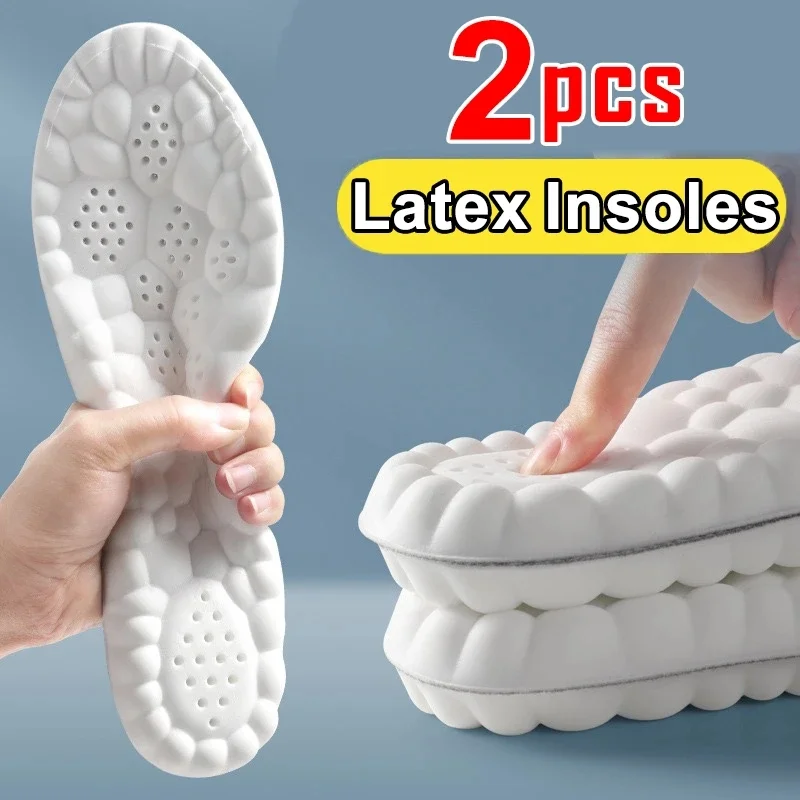 Latex Sport Insoles Soft High Elasticity Shoe Pads Breathable Deodorant Sweat Absorbing Shock Foot Cushion Arch Support Insole