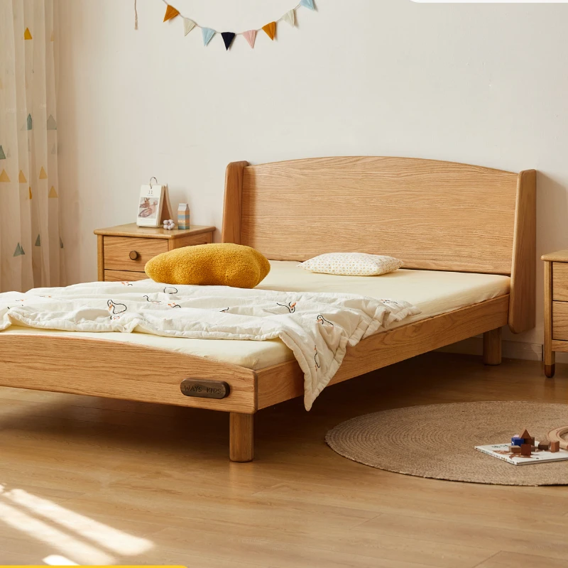 Solid Wood Children's Bed Hug High Bedside Soft Upholstery Single Bed Children's Room Simple Boys and Girls Princess Bed